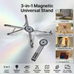  3 In 1 Magnetic Laptop - Tablet - Phone Stand, Foldable Aluminum, Adjustable 360 Rotation, Ergonomic Holder , For Up To 17 Inch Devices With MagSafe Ring, Portable Desktop Mount | Grey ~ E05