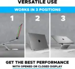 Multi-Position 4 Slot Vertical Laptop Stand, Aluminum Adjustable Dock For Up To 4 Devices, Laptop - Tablet - Phone Universal Holder, 0.5 To 1.5 Inch Thickness Hold, Anti Scratch Silicone Stable Base | Grey ~ N96 - Image 7