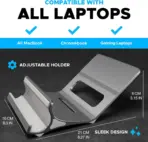 Multi-Position 4 Slot Vertical Laptop Stand, Aluminum Adjustable Dock For Up To 4 Devices, Laptop - Tablet - Phone Universal Holder, 0.5 To 1.5 Inch Thickness Hold, Anti Scratch Silicone Stable Base | Grey ~ N96 - Image 6