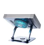 360 Degree Rotating Laptop Cooling Stand, Adjustable Height 5 To 30CM With 3 Speed Fan, Aluminum Built, Ergonomic Foldable Holder For 10 To 16-inch Laptop With LED Light ~ N98 - Image 6