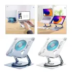 360 Degree Rotating Laptop Cooling Stand, Adjustable Height 5 To 30CM With 3 Speed Fan, Aluminum Built, Ergonomic Foldable Holder For 10 To 16-inch Laptop With LED Light ~ N98 - Image 4