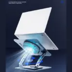 360 Degree Rotating Laptop Cooling Stand, Adjustable Height 5 To 30CM With 3 Speed Fan, Aluminum Built, Ergonomic Foldable Holder For 10 To 16-inch Laptop With LED Light ~ N98 - Image 3