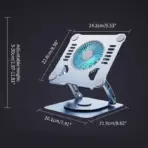 360 Degree Rotating Laptop Cooling Stand, Adjustable Height 5 To 30CM With 3 Speed Fan, Aluminum Built, Ergonomic Foldable Holder For 10 To 16-inch Laptop With LED Light ~ N98 - Image 5