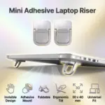 2PCS Adhesive Laptop Mini Riser , Invisible & Foldable Small Stand,  Zinc Alloy,  For 10 To 18 Inch Laptop - MacBook - Keyboard, Ergonomic Tilt Pads With 3M Stickers | SILVER ~ N95-2