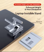 2PCS Adhesive Foldable Laptop Stand, Zinc Alloy Butterfly Design, 3-Level Height Adjustment 5-35mm, 3M Strong Adhesive, Anti-Slip Cooling Riser For Laptops And Tablets  | Silver ~ N95 - Image 3