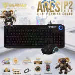 GAMDIAS ARES P2 2-In-1 RGB Combo "Keyboard + Mouse " : Membrane Keyboard 1000Hz, 19-Key Rollover ,3600 DPI 7-Key Optical RGB Mouse , 1.5m Cable | BLACK