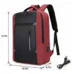 Waterproof Oxford Laptop Backpack With USB Charging Port, Multi-Compartment Business Travel Bag, Padded 15.6 Inch Laptop Protective Sleeve , Ergonomic Design |  Black & Red  ~ EXP039 - Image 5