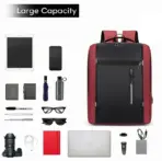 Waterproof Oxford Laptop Backpack With USB Charging Port, Multi-Compartment Business Travel Bag, Padded 15.6 Inch Laptop Protective Sleeve , Ergonomic Design |  Black & Red  ~ EXP039 - Image 2