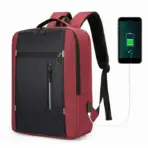 Waterproof Oxford Laptop Backpack With USB Charging Port, Multi-Compartment Business Travel Bag, Padded 15.6 Inch Laptop Protective Sleeve , Ergonomic Design |  Black & Red  ~ EXP039 - Image 8