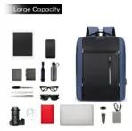Waterproof Oxford Laptop Backpack With USB Charging Port, Multi-Compartment Business Travel Bag, Padded 15.6 Inch Laptop Protective Sleeve , Ergonomic Design |  Black & Blue  ~ EXP039 - Image 2