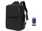 Expandable Gear Backpack , Fits 14 Inch Laptop, 24 Liters , USB Port, Anti-Theft Pocket, 180° Opening, Air Cushion Strap, High Protection for Cameras or Drones, Polyester Business Travel Bag | BLACK - Image 2