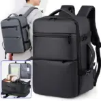 Expandable Gear Backpack , Fits 14 Inch Laptop, 24 Liters , USB Port, Anti-Theft Pocket, 180° Opening, Air Cushion Strap, High Protection for Cameras or Drones, Polyester Business Travel Bag | BLACK - Image 5