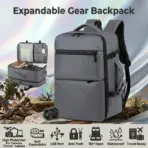 Expandable Gear Backpack , Fits 14 Inch Laptop, 24 Liters , USB Port, Anti-Theft Pocket, 180° Opening, Air Cushion Strap, High Protection For Cameras or Drones, Polyester Business Travel Bag | GRAY