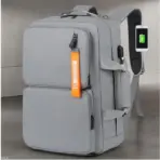 3-Way Business Laptop Bag , Backpack - Shoulder - Handbag Convertible Design, Large Capacity A4 / 16-inch Laptop Storage , USB Charging Port, Water-Repellent Oxford Fabric, Multi Pocket | Light Gray - Image 2