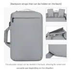3-Way Business Laptop Bag , Backpack - Shoulder - Handbag Convertible Design, Large Capacity A4 / 16-inch Laptop Storage , USB Charging Port, Water-Repellent Oxford Fabric, Multi Pocket | Light Gray - Image 9