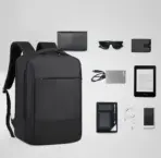 Voyage 32L Laptop Backpack With USB-A Charging Port, 17 Inch Laptop And 10 Inch Tablet Fit, Water-Resistant 900D rPET, Anti-Theft Design, Trolley Sleeve, Dual Carry | BLACK - Image 2