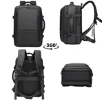 WEIXIER Expandable Laptop Backpack ,  20–35L , 15.6 Inch Laptop Padded Sleeve , Tech Accessories Compartments , Waterproof 900D Oxford, 180° Opening, Dry Wet Separation | BLACK  - Image 6