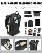 Hybrid Sports Backpack 25L With Shoe Compartment And 15.6 Inch Laptop Sleeve, Water-proof Thick Polyester Gym Bag, 8 Compartments, Breathable Design, Travel Ready - Image 4