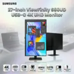 SUMSUNG ViewFinity S80UD 27 Inch 4K UHD IPS Monitor With USB C 90W, LAN, KVM-PIP-PBP , Professional Display HDR10, 1.07B Colors, 99% sRGB, Ergonomic Stand, HDMI DisplayPort 