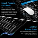 Excel Shortcut Keys Extended Mouse Pad, 900x400mm Large Desk Mat With Anti Slip Rubber Base, Fine Cloth Surface, Stitched Edges, Washable , 3mm Thickness  - Image 5