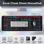 Excel Shortcut Keys Extended Mouse Pad, 900x400mm Large Desk Mat With Anti Slip Rubber Base, Fine Cloth Surface, Stitched Edges, Washable , 3mm Thickness 