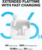 Anker Soundcore K20i True Wireless Bluetooth 5.3 Earbuds With 36H Battery, AI ENC Dual Mics, 13mm Drivers, BassUp, Gaming Mode, Custom EQ, Semi In Ear Design, Fast Charge | WHITE - Image 5