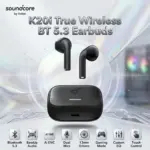 Anker Soundcore K20i True Wireless Bluetooth 5.3 Earbuds With 36H Battery, AI ENC Dual Mics, 13mm Drivers, BassUp, Gaming Mode, Custom EQ, Semi In Ear Design, Fast Charge | BLACK