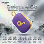 Soundcore Select 4 Go Portable Bluetooth Speaker With IP67 Waterproof Floating Design, 20H Battery, 5W Punchy Audio, TWS Pairing & 30M Wireless Range | PURPLE