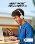 Soundcore By Anker H30i Wireless On-Ear Headphones With Bluetooth 5.3, 70H Battery, 40mm Pure Bass Drivers, Foldable Design, Multipoint & App Control | WHITE  - Image 6