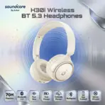Soundcore By Anker H30i Wireless On-Ear Headphones With Bluetooth 5.3, 70H Battery, 40mm Pure Bass Drivers, Foldable Design, Multipoint & App Control | WHITE 