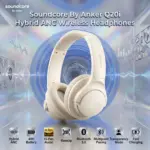 soundcore By Anker Q20i Hybrid ANC Wireless Over-Ear Bluetooth Headphones, Hi-Res Audio, BassUp, 40H ANC Battery, Multipoint BT 5.0, AUX, Transparency Mode, Customize via an App | WHITE