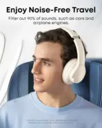 soundcore By Anker Q20i Hybrid ANC Wireless Over-Ear Bluetooth Headphones, Hi-Res Audio, BassUp, 40H ANC Battery, Multipoint BT 5.0, AUX, Transparency Mode, Customize via an App | WHITE - Image 3