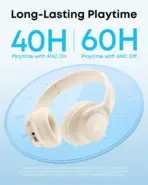 soundcore By Anker Q20i Hybrid ANC Wireless Over-Ear Bluetooth Headphones, Hi-Res Audio, BassUp, 40H ANC Battery, Multipoint BT 5.0, AUX, Transparency Mode, Customize via an App | WHITE - Image 6