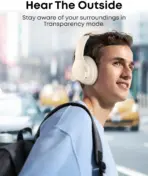 soundcore By Anker Q20i Hybrid ANC Wireless Over-Ear Bluetooth Headphones, Hi-Res Audio, BassUp, 40H ANC Battery, Multipoint BT 5.0, AUX, Transparency Mode, Customize via an App | WHITE - Image 7