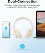 soundcore By Anker Q20i Hybrid ANC Wireless Over-Ear Bluetooth Headphones, Hi-Res Audio, BassUp, 40H ANC Battery, Multipoint BT 5.0, AUX, Transparency Mode, Customize via an App | WHITE - Image 8