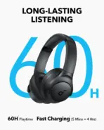 soundcore by Anker Q11i Wireless Over-Ear Bluetooth 5.3 Headphones , Deep Bass, 60H Playtime, Hi-Res Audio, 40mm Drivers, Detachable Ear Cushions, Multipoint Connection, AUX | JET-BLACK - Image 5