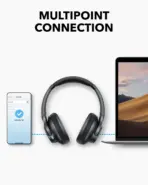 soundcore by Anker Q11i Wireless Over-Ear Bluetooth 5.3 Headphones , Deep Bass, 60H Playtime, Hi-Res Audio, 40mm Drivers, Detachable Ear Cushions, Multipoint Connection, AUX | JET-BLACK - Image 7