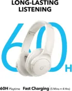 soundcore by Anker Q11i Wireless Over-Ear Bluetooth 5.3 Headphones , Deep Bass, 60H Playtime, Hi-Res Audio, 40mm Drivers, Detachable Ear Cushions, Multipoint Connection, AUX | CREAM-WHITE - Image 5