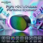 Soundcore By ANKER Pyro Mini Portable Bluetooth 5.3 Speaker, 6W Stereo Sound, RGB Light Show, 10H Battery, TWS Pairing, Waterproof, AUX, SD Card, USB-C | BLACK
