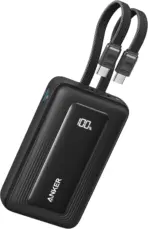 Anker Zolo 10K 35W Power Bank, 10000mAh Portable Fast Charger, Dual Built-In USB-C Cables, 4-Device Charging, USB-C & USB-A Ports , Compact | Black - Image 2