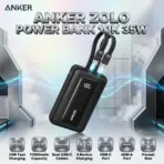 Anker Zolo 10K 35W Power Bank, 10000mAh Portable Fast Charger, Dual Built-In USB-C Cables, 4-Device Charging, USB-C & USB-A Ports , Compact | Black