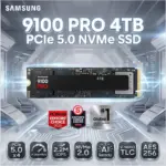 SAMSUNG SSD 9100 PRO 4TB PCIe 5.0 NVMe Gen5 M.2 2280 Internal SSD – Up To 14,800MB/s Read, 13,400MB/s Write, 2.2M IOPS, AI & Gaming Workstation SSD | MZ-VAP4T0BW