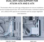 Lian Li VG4v4 4-Slot Vertical GPU Kit, PCIe 5.0 x16 200mm Riser Cable, Adjustable GPU Angles & Heights, 5V ARGB Sync, Anti-Sag Support, ATX Compatible | VG4-5-V4W ~ WHITE - Image 7