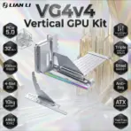 Lian Li VG4v4 4-Slot Vertical GPU Kit, PCIe 5.0 x16 200mm Riser Cable, Adjustable GPU Angles & Heights, 5V ARGB Sync, Anti-Sag Support, ATX Compatible | VG4-5-V4W ~ WHITE