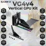 Lian Li VG4v4 4-Slot Vertical GPU Kit, PCIe 5.0 x16 200mm Riser Cable, Adjustable GPU Angles & Heights, 5V ARGB Sync, Anti-Sag Support, ATX Compatible | VG4-5-V4X ~ BLACK