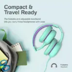 Promate Simba Kids Wired Headphones, Over-Ear Hi-Definition SafeAudio Wired Headset, 85dB Safe Audio, Foldable Adjustable Headband, 40mm Drivers, 3.5mm AUX Audio Sharing Headset For Kids & Tablets - Image 6