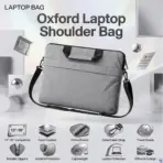 Oxford Laptop Shoulder Bag With Foam Padded Compartment | Detachable Strap | 13”–16” Laptop Compatibility | Business & Travel Messenger Bag | Grey