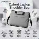 Oxford Laptop Shoulder Bag With Foam Padded Compartment | Detachable Strap | 13”–16” Laptop Compatibility | Business & Travel Messenger Bag | Grey