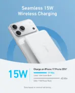 Anker MagGo Slim 10,000mAh Qi2 Magnetic Power Bank, 15W MagSafe Wireless Charging, 30W USB-C Fast Charging Portable Battery Pack For iPhone 17/16/15/14 Series - Aurora White - Image 4