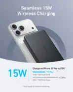 Anker MagGo Slim 10,000mAh Qi2 Magnetic Power Bank, 15W MagSafe Wireless Charging, 30W USB-C Fast Charging Portable Battery Pack For iPhone 17/16/15/14 Series -  Black Stone - Image 3